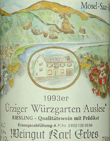 Ürziger Würzgarten Auslese, Karl Erbes etiket