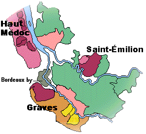 Kort over Bordeaux's vindistrikter