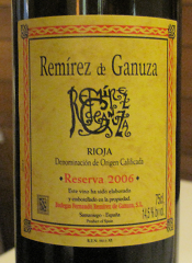 Rioja Reserva, Remirez de Ganuza, 2006